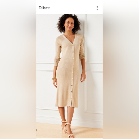 Talbots Button Front Ribbed Sweater Dress - Picture 3 of 3